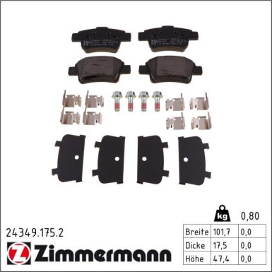 ZIMMERMANN Bremsbeläge 24349.175.2 ZIMMERMANN Bremsbeläge 24349.175.2