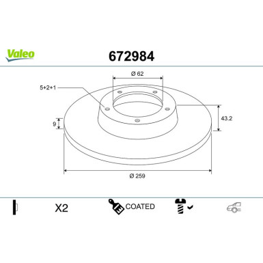 VALEO Bremsscheibe 672984 COATED VALEO Bremsscheibe 672984 COATED