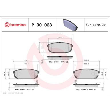 BREMBO Bremsklötze HA P 30 023 BREMBO Bremsklötze HA P 30 023