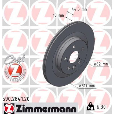 ZIMMERMANN Bremsscheibe 590.2841.20 ZIMMERMANN Bremsscheibe 590.2841.20