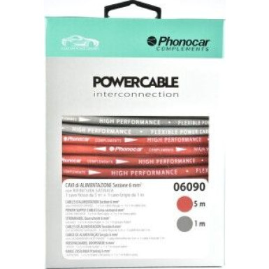 Phonocar Stromkabel Querschnitt 6 mm² Kabel-set stromversorgungskabeln für verstärker - 30 A - Que 06090