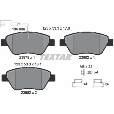 Bremsbelagsatz Fiat P. Punto/Doblo 05-/500/Mito 2397901 Bremsbelagsatz Fiat P. Punto/Doblo 05-/500/Mito 2397901