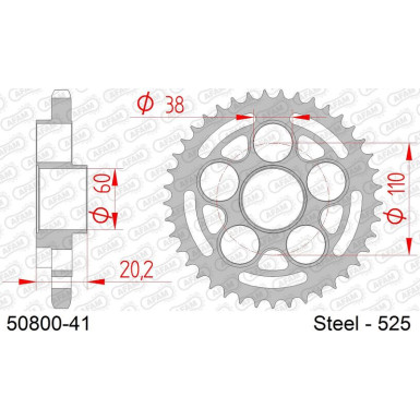 AFAM Kettenrad STAHL 41 Zähne 50800-41 AFAM Kettenrad STAHL 41 Zähne 50800-41