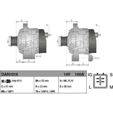 DENSO Generator DAN1019 DENSO Generator DAN1019