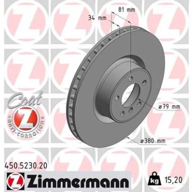 ZIMMERMANN Bremsscheibe 450.5230.20 Coat Z