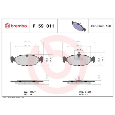 BREMBO Bremsklötze VA P 59 011 BREMBO Bremsklötze VA P 59 011