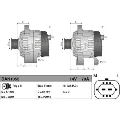 DENSO Generator DAN1055 DENSO Generator DAN1055