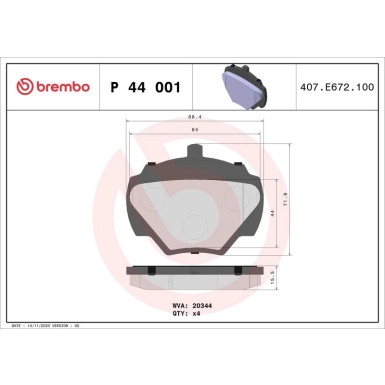 BREMBO Bremsklötze HA LAND ROVER PRIME LINE P 44 001 BREMBO Bremsklötze HA LAND ROVER PRIME LINE P 44 001