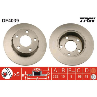 Bremsscheibe Vw T. A6 1.8-3 DF4039 Bremsscheibe Vw T. A6 1.8-3 DF4039