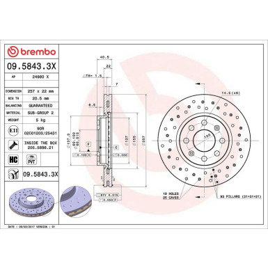 Bremsscheibe VA Xtra 09.5843.3X Bremsscheibe VA Xtra 09.5843.3X