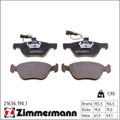 ZIMMERMANN Bremsbeläge 21636.190.1 ZIMMERMANN Bremsbeläge 21636.190.1