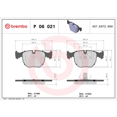 BREMBO Klötze VA laufrichtungsgeb P 06 021 BREMBO Klötze VA laufrichtungsgeb P 06 021
