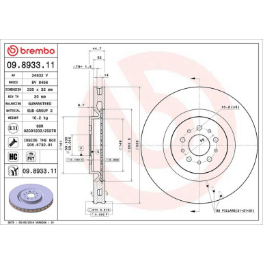 41 481 027 Bremsscheibe VA 09.8933.11 41 481 027 Bremsscheibe VA 09.8933.11