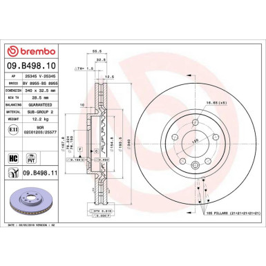 17 481 056 Bremsscheibe VA 09.B498.11 17 481 056 Bremsscheibe VA 09.B498.11
