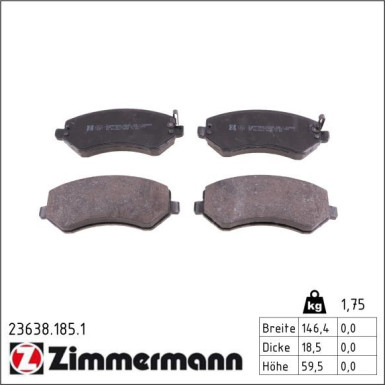 ZIMMERMANN Bremsbeläge 23638.185.1 ZIMMERMANN Bremsbeläge 23638.185.1