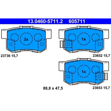 Bremsbelagsatz Honda T. Accord/Cr-V/Fr-V 01-09 13.0460-5711.2 Bremsbelagsatz Honda T. Accord/Cr-V/Fr-V 01-09 13.0460-5711.2