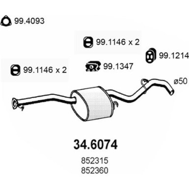 Mittelschalldämpfer OPEL Calibra,Vectra 88 34.6074