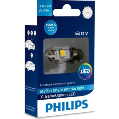 Festoon T10,5x38 LED 12V/1W 4000K PHILIPS X-tremeUltinon/Vision 4000 K X-tremeUltinon 39706230