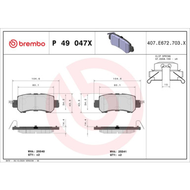 BREMBO Bremsklötze HA P 49 047X BREMBO Bremsklötze HA P 49 047X
