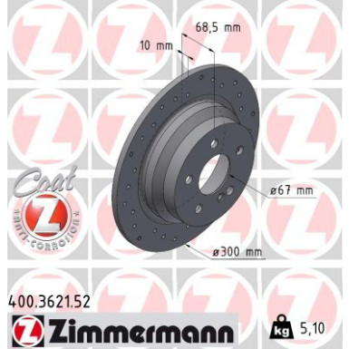ZIMMERMANN Bremsscheibe 400.3621.52 ZIMMERMANN Bremsscheibe 400.3621.52