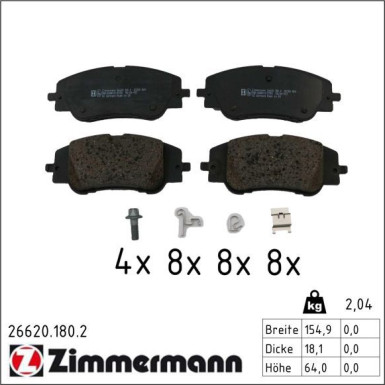 ZIMMERMANN Bremsbelagsatz, Scheibenbremse 26620.180.2