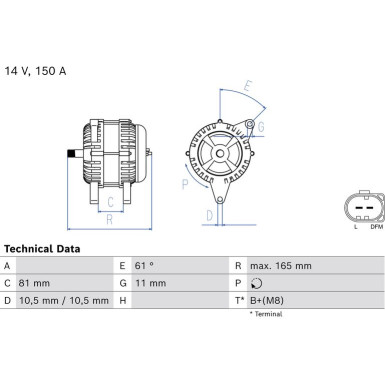 Bosch Automotive Generator 0986082310 Bosch Automotive Generator 0986082310