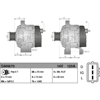 DENSO Generator DAN670 DENSO Generator DAN670