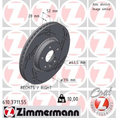 ZIMMERMANN Bremsscheibe 610.3711.55 ZIMMERMANN Bremsscheibe 610.3711.55