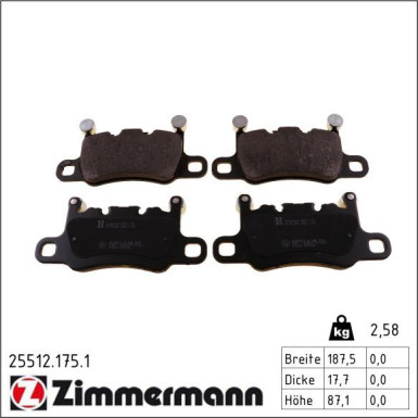 ZIMMERMANN Bremsbelagsatz, Scheibenbremse 25512.175.1 ZIMMERMANN Bremsbelagsatz, Scheibenbremse 25512.175.1