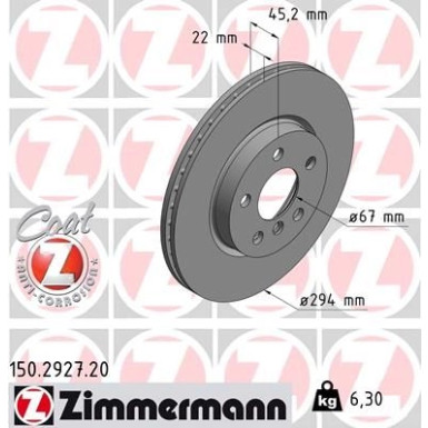ZIMMERMANN Bremsscheibe 150.2927.20 Coat Z ZIMMERMANN Bremsscheibe 150.2927.20 Coat Z