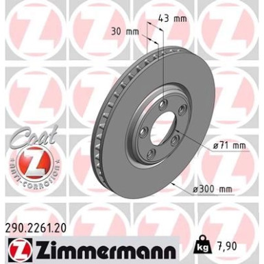 ZIMMERMANN Bremsscheibe 290.2261.20 ZIMMERMANN Bremsscheibe 290.2261.20