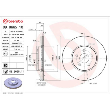 51 481 045 Bremsscheibe VA 09.8665.11 51 481 045 Bremsscheibe VA 09.8665.11