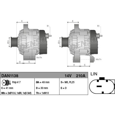 DENSO Generator DAN1138 DENSO Generator DAN1138