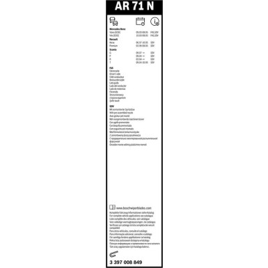 Bosch Scheibenwischer Aerotwin AR71N BOSCH AeroTwin 3397008849 Bosch Scheibenwischer Aerotwin AR71N BOSCH AeroTwin 3397008849