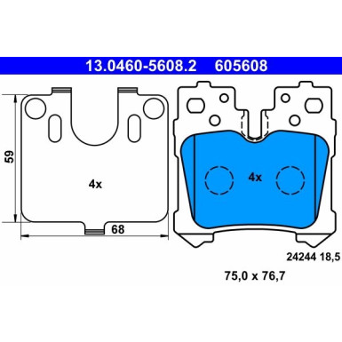 BREMSBELAGSATZ LEXUS T. LS 4,6 06-75 X 76,7 X 18,5BEZ CZUJNIKA 13.0460-5608.2 BREMSBELAGSATZ LEXUS T. LS 4,6 06-75 X 76,7 X 18,5BEZ CZUJNIKA 13.0460-5608.2