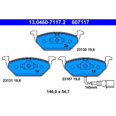 Bremsbelagsatz Vw P. A3/Bora/Golf 4/Polo/Octavia/Fabia/Ibiza Mit Sensor 13.0460-7117.2 Bremsbelagsatz Vw P. A3/Bora/Golf 4/Polo/Octavia/Fabia/Ibiza Mit Sensor 13.0460-7117.2