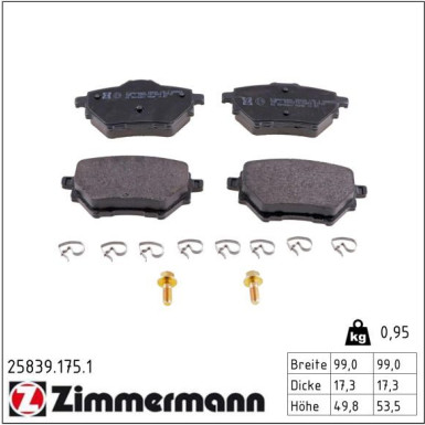 ZIMMERMANN Bremsbeläge 25839.175.1 ZIMMERMANN Bremsbeläge 25839.175.1