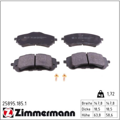 ZIMMERMANN Bremsbeläge 25895.185.1 ZIMMERMANN Bremsbeläge 25895.185.1