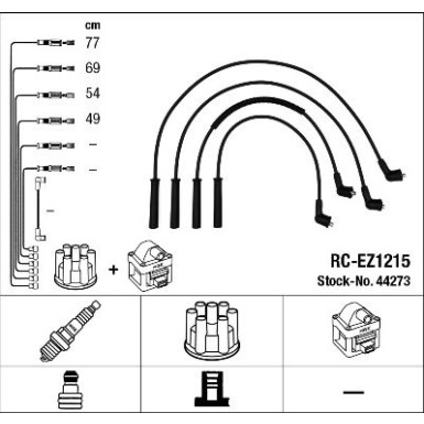 RC-EZ1215 NGK - Zündkabelsatz Mazda Demio 1.3i 16V 46,53kW 98 44273