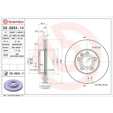 51 481 005 Bremsscheibe VA 09.6934.11 51 481 005 Bremsscheibe VA 09.6934.11