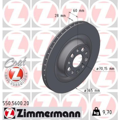 ZIMMERMANN Bremsscheibe 550.5600.20 Coat Z ZIMMERMANN Bremsscheibe 550.5600.20 Coat Z