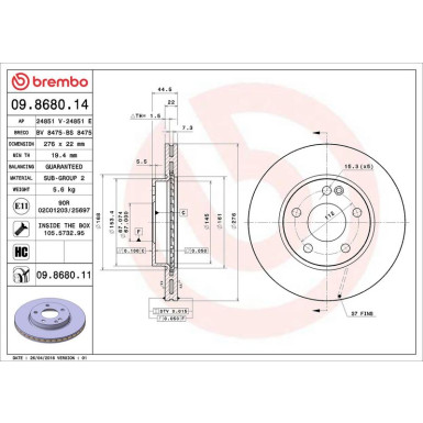 15 481 056 Bremsscheibe VA MERCEDES W169,W245 04 PRIME LINE - UV Coated 09.8680.11 15 481 056 Bremsscheibe VA MERCEDES W169,W245 04 PRIME LINE - UV Coated 09.8680.11