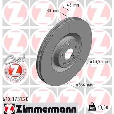 ZIMMERMANN Bremsscheibe 610.3731.20 Coat Z ZIMMERMANN Bremsscheibe 610.3731.20 Coat Z