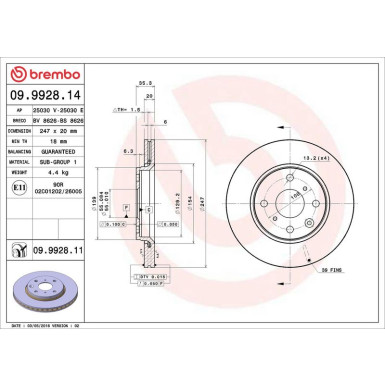 70 481 028 Bremsscheibe VA 09.9928.11 70 481 028 Bremsscheibe VA 09.9928.11