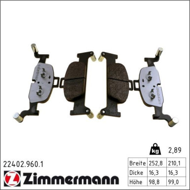 ZIMMERMANN Bremsbelagsatz, Scheibenbremse 22402.960.1