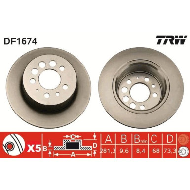 TRW Bremsscheibe DF1674 TRW Bremsscheibe DF1674