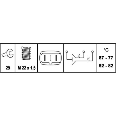 HELLA Temperaturschalter, Kühlerlüfter 6ZT 007 802-011