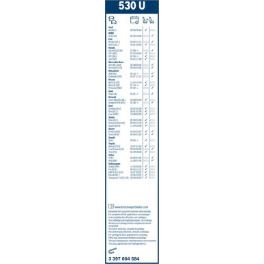 Bosch Wischerblatt 530U 3397004584 Bosch Wischerblatt 530U 3397004584