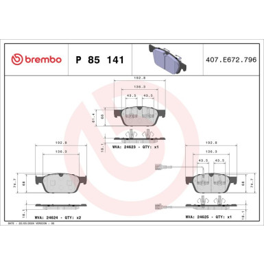 BREMBO Bremsklötze VA P 85 141 BREMBO Bremsklötze VA P 85 141