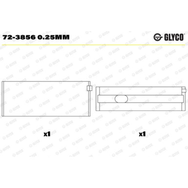 GLYCO Kurbelwellenlager 72-3856 0.25mm